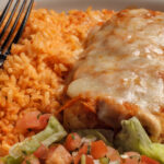 rice pico de gallo chimichanga with cheese on top